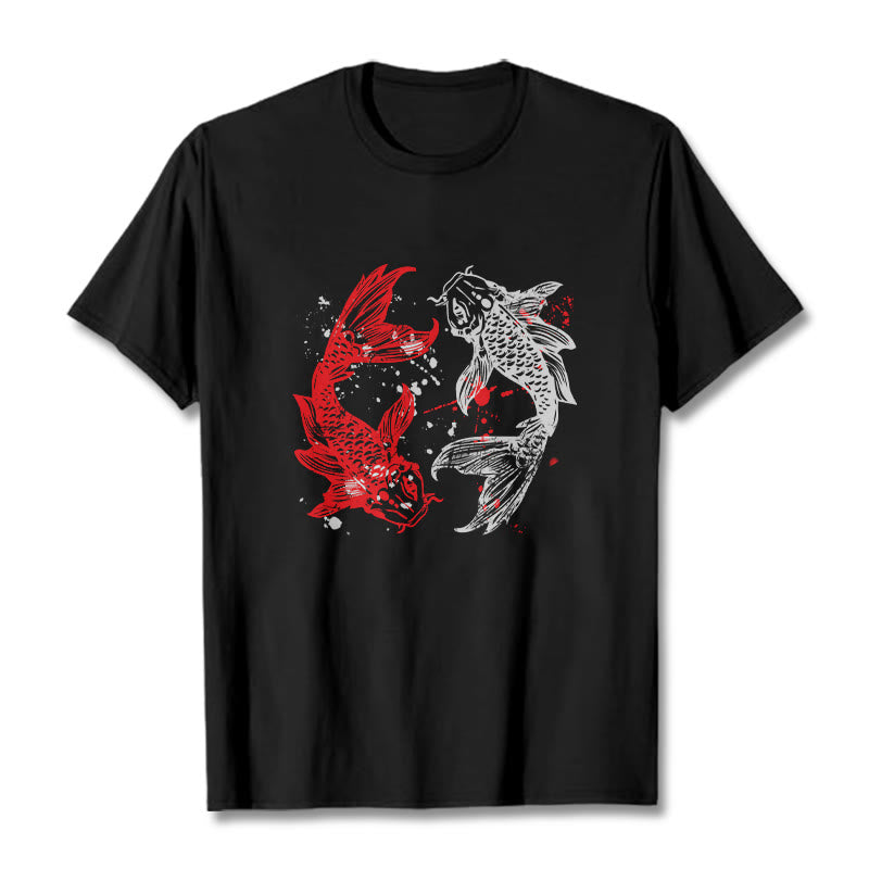 Camiseta con pez koi rojo y negro de Buddha Stones - Negro - 2XL - image 5