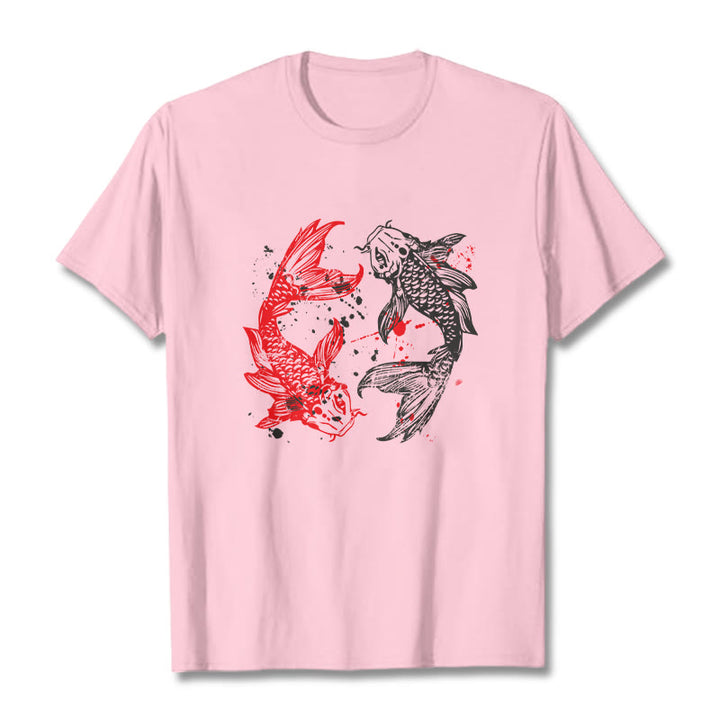 Camiseta con pez koi rojo y negro de Buddha Stones - rosa claro - 2XL - image 12