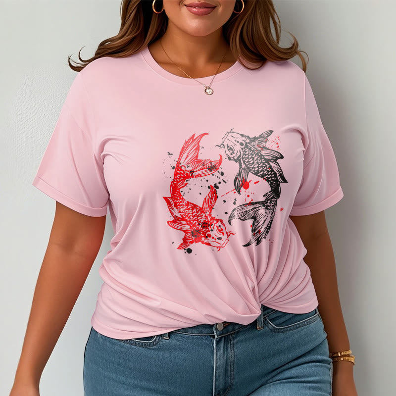 Camiseta con pez koi rojo y negro de Buddha Stones - image 13