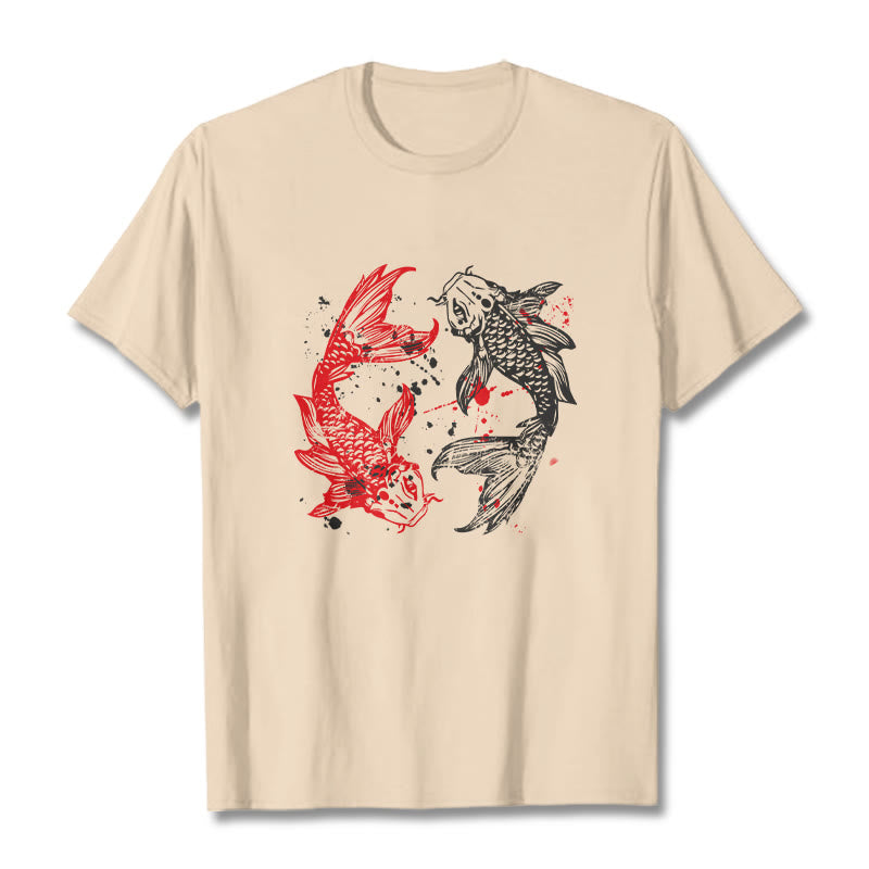 Camiseta con pez koi rojo y negro de Buddha Stones - Sopa de mariscos - 2XL - image 8