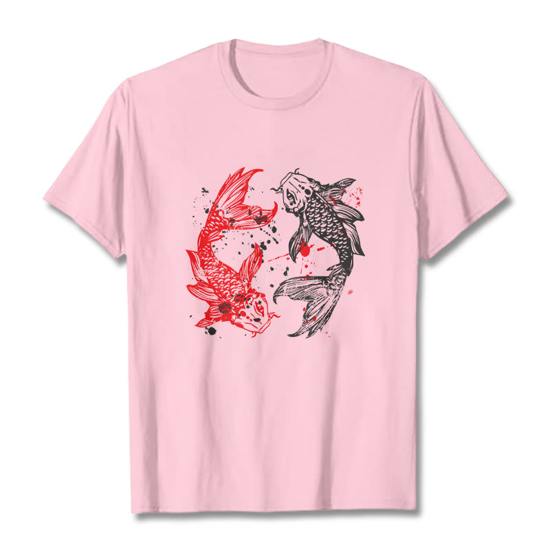 Camiseta con pez koi rojo y negro de Buddha Stones - Rosa claro - 2XL - image 13