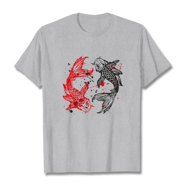 Camiseta con pez koi rojo y negro de Buddha Stones - Gris claro - 2XL - image 20