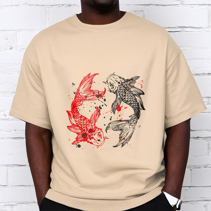Camiseta con pez koi rojo y negro de Buddha Stones - image 10