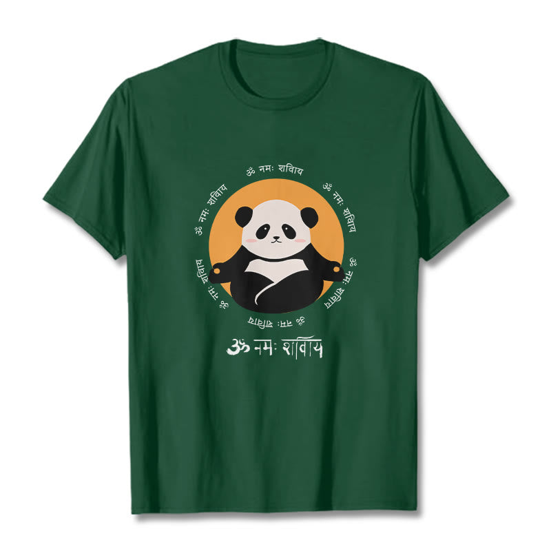 Camiseta con diseño de Buddha Stones Panda sánscrito Namah Shivaya - Verde bosque - 2XL - image 10