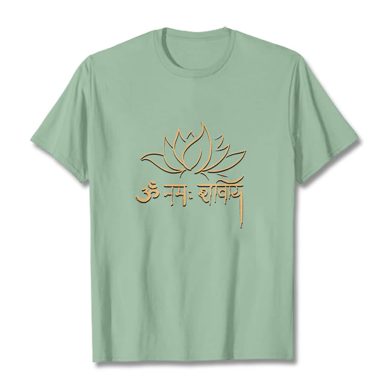 Camiseta con Buddha Stones, loto, sánscrito, Namah Shivaya - Verde pálido - 2XL - image 15