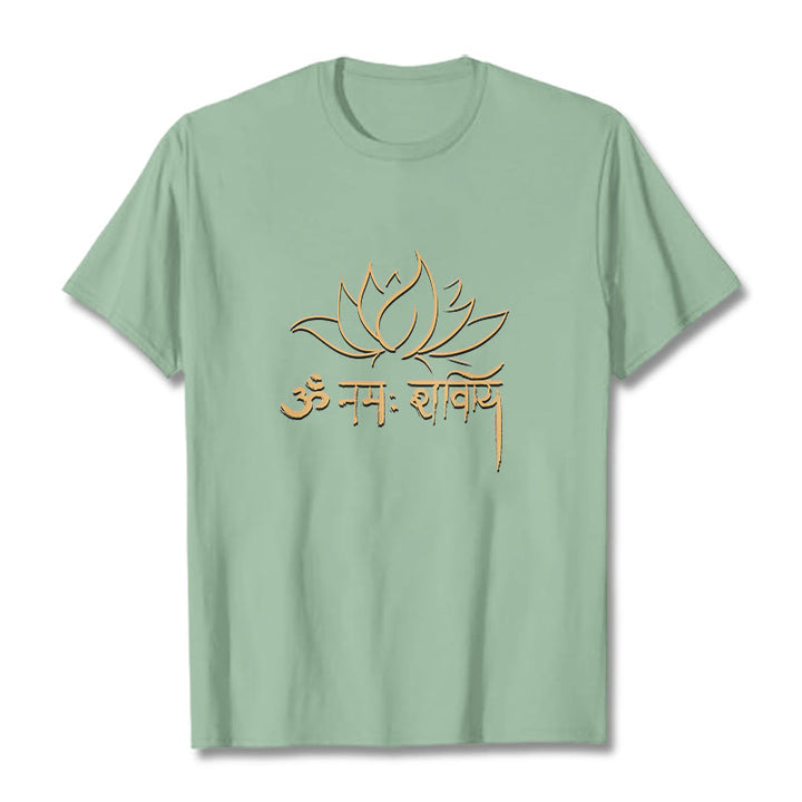 Camiseta con Buddha Stones, loto, sánscrito, Namah Shivaya - Verde pálido - 2XL - image 15