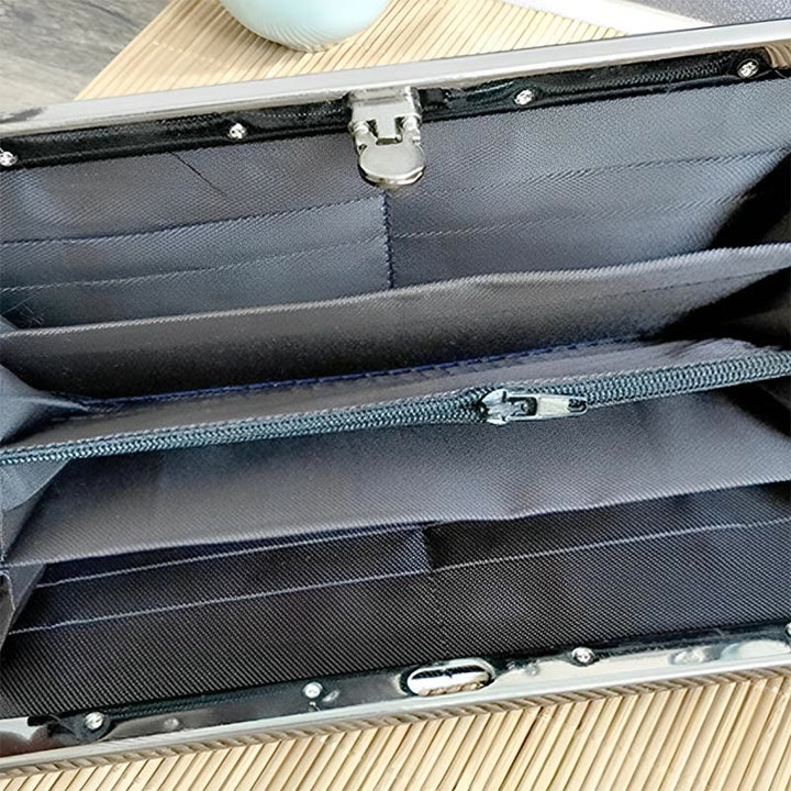 Cartera portamonedas de gran capacidad con bordado de doble cara y flor de magnolia de Buddha Stones