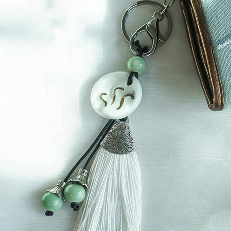 Cartera portamonedas de gran capacidad con bordado de doble cara y flor de magnolia de Buddha Stones