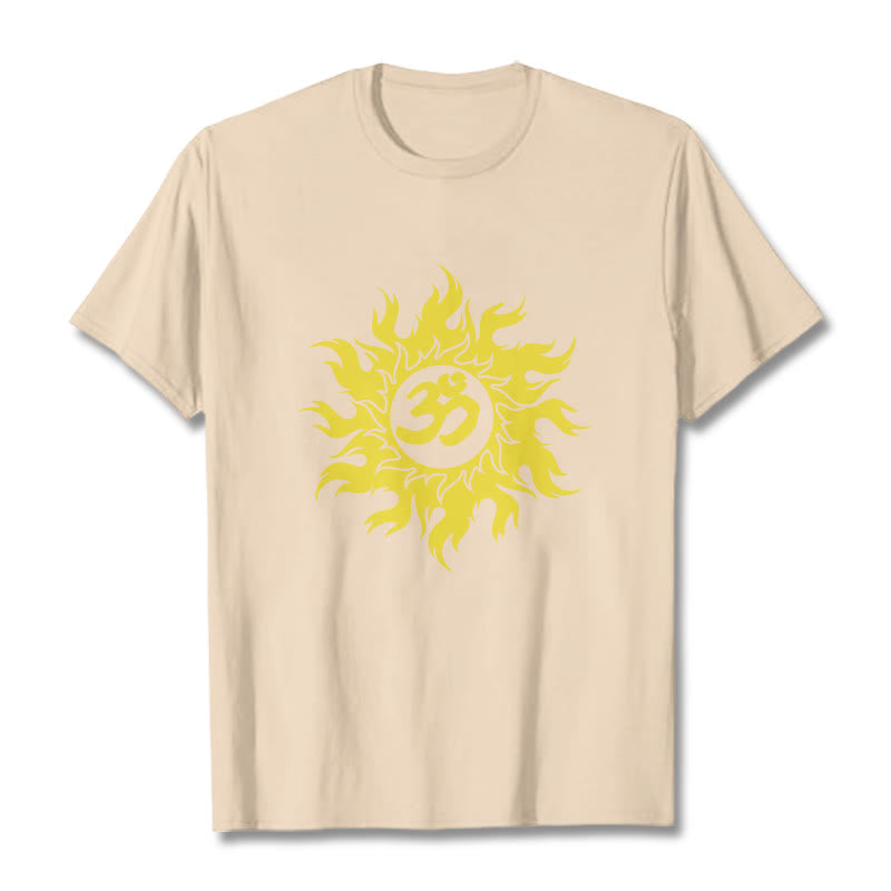 Buddha Stones Camiseta OM Mantra Sanskrit Gold Sun Tee - Sopa de mariscos - 2XL - image 9
