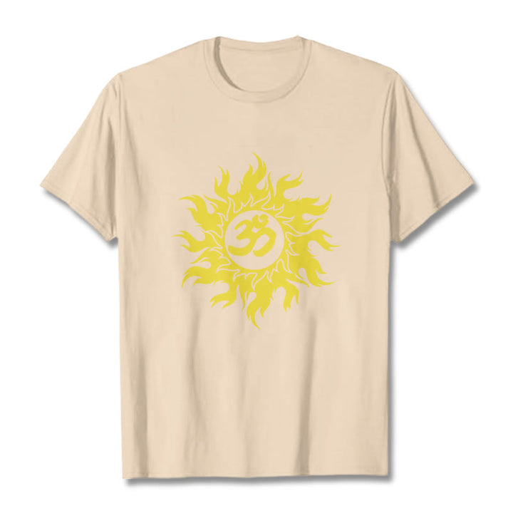 Buddha Stones Camiseta OM Mantra Sanskrit Gold Sun Tee - Sopa de mariscos - 2XL - image 8