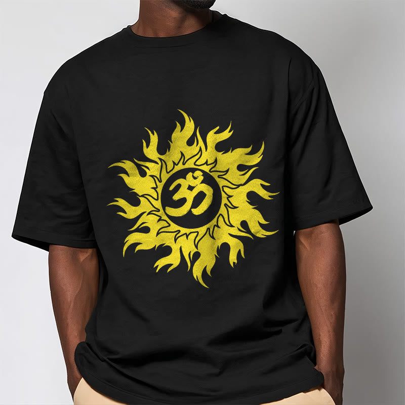 Buddha Stones Camiseta OM Mantra Sanskrit Gold Sun Tee - image 2