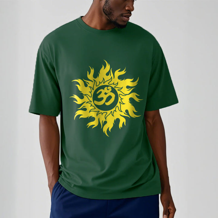 Buddha Stones Camiseta OM Mantra Sanskrit Gold Sun Tee - image 12