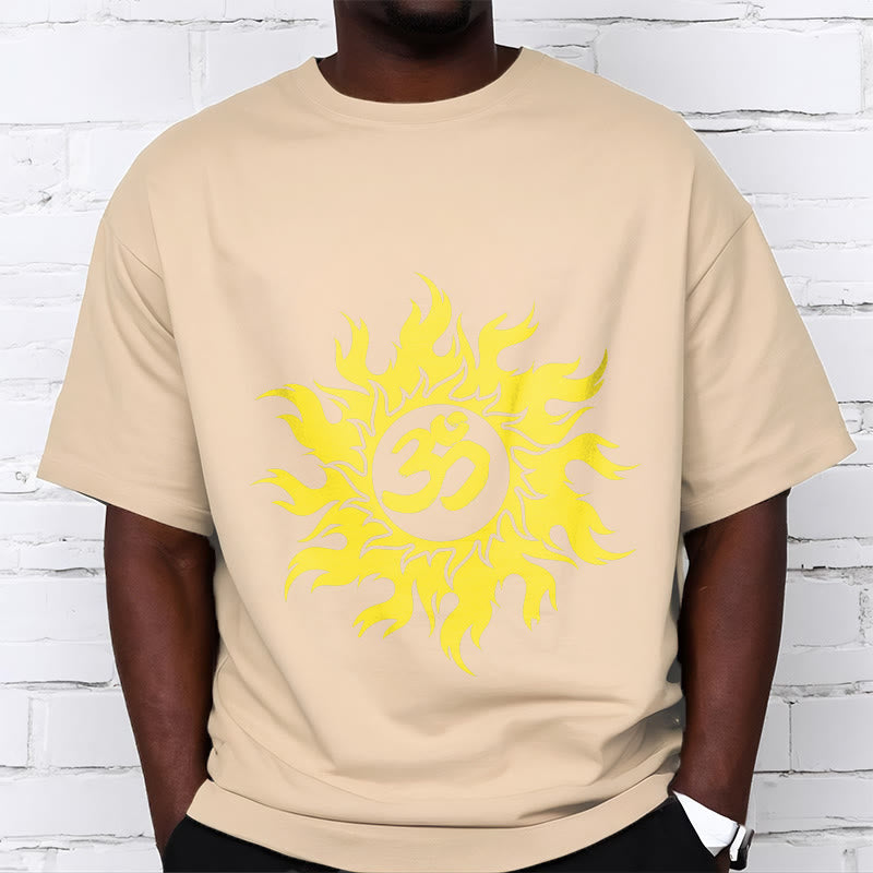 Buddha Stones Camiseta OM Mantra Sanskrit Gold Sun Tee - image 9