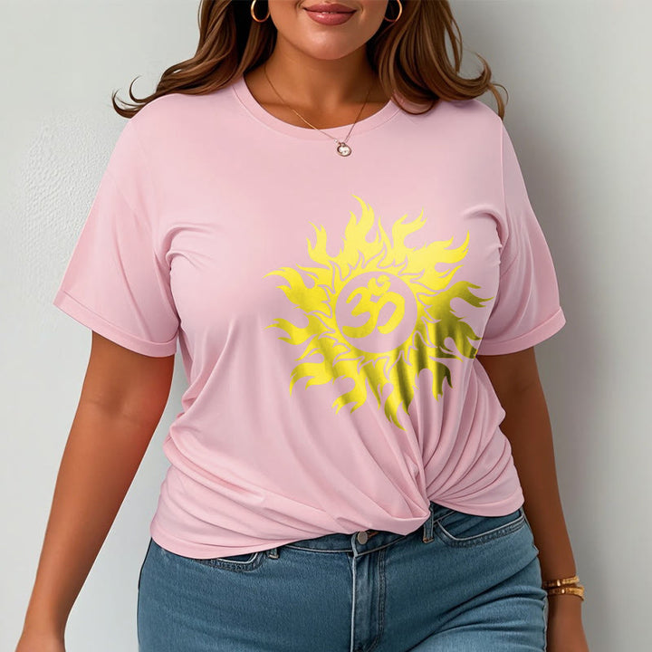 Buddha Stones Camiseta OM Mantra Sanskrit Gold Sun Tee - image 14