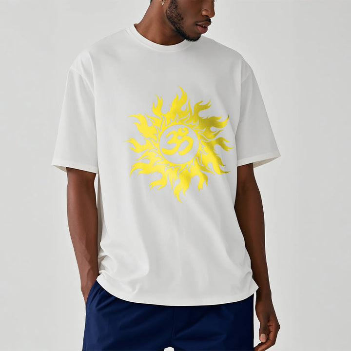Buddha Stones Camiseta OM Mantra Sanskrit Gold Sun Tee - image 7