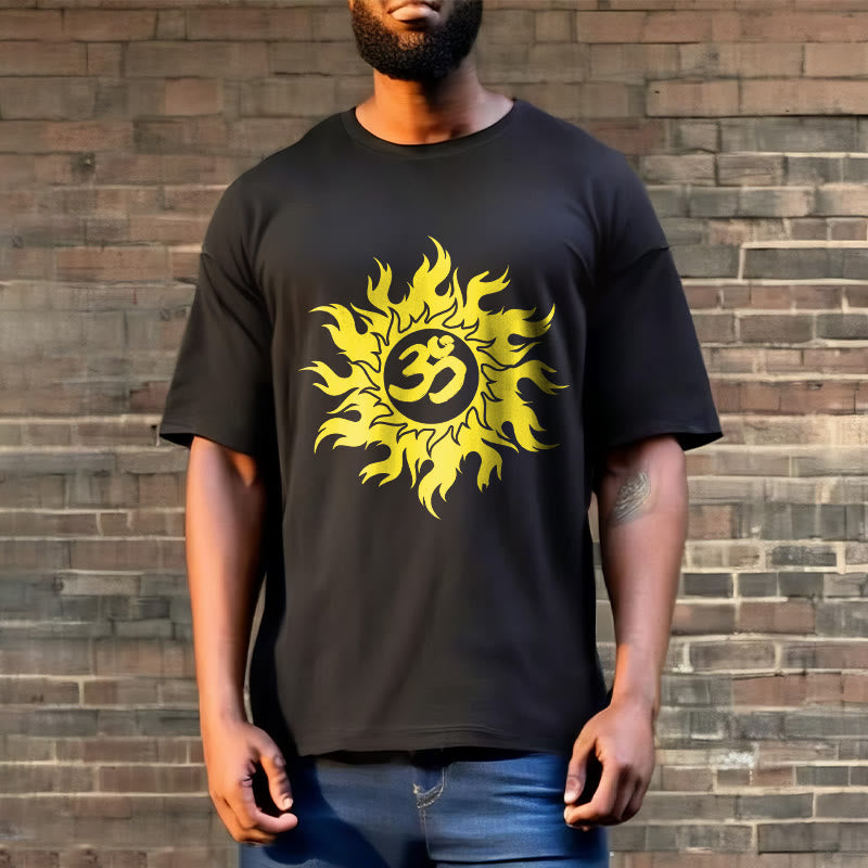 Buddha Stones Camiseta OM Mantra Sanskrit Gold Sun Tee - image 3