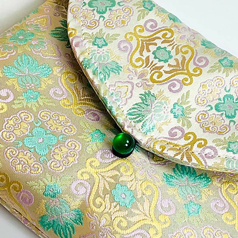 Bolso bandolera de poliéster y algodón con bordado de flores retro y Buddha Stones