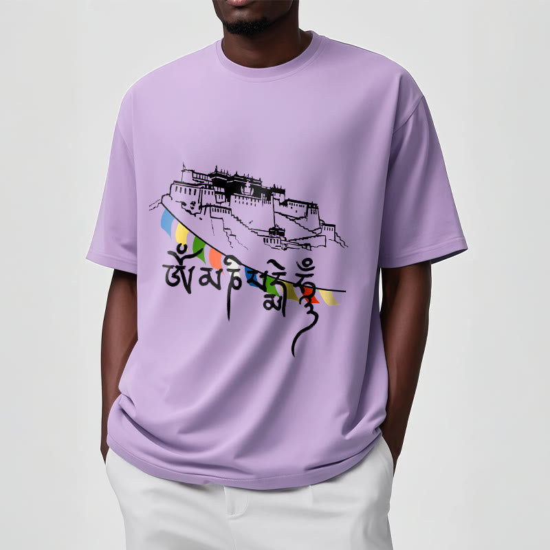 Camiseta de algodón con banderas de oración Om Mani Padme Hum y Buddha Stones en el Palacio de Potala - image 17