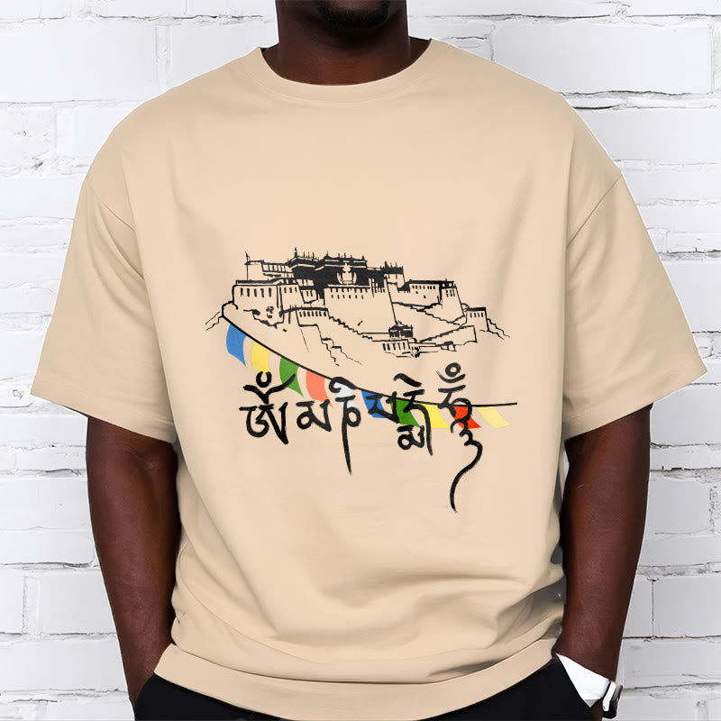 Camiseta de algodón con banderas de oración Om Mani Padme Hum y Buddha Stones en el Palacio de Potala - image 11