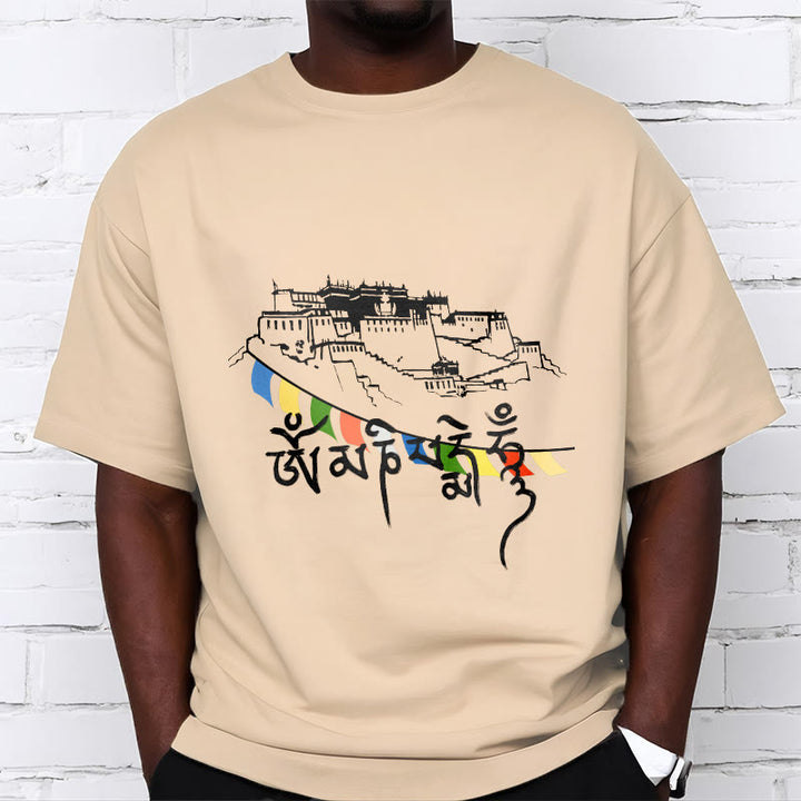 Camiseta de algodón con banderas de oración Om Mani Padme Hum y Buddha Stones en el Palacio de Potala - image 11