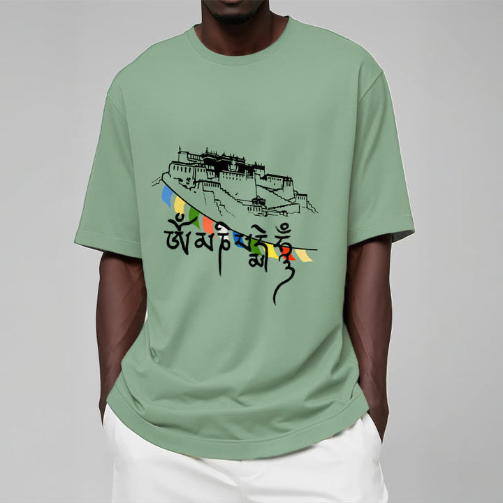 Camiseta de algodón con banderas de oración Om Mani Padme Hum y Buddha Stones en el Palacio de Potala - image 15