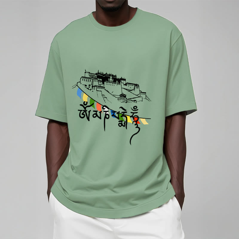 Camiseta de algodón con banderas de oración Om Mani Padme Hum y Buddha Stones en el Palacio de Potala - image 16