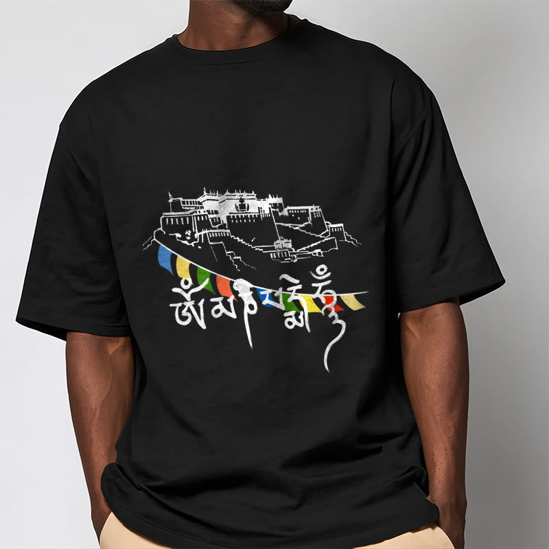 Camiseta de algodón con banderas de oración Om Mani Padme Hum y Buddha Stones en el Palacio de Potala - image 6