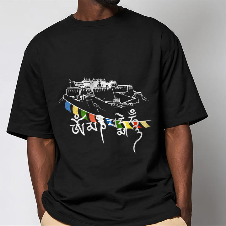 Camiseta de algodón con banderas de oración Om Mani Padme Hum y Buddha Stones en el Palacio de Potala - image 6