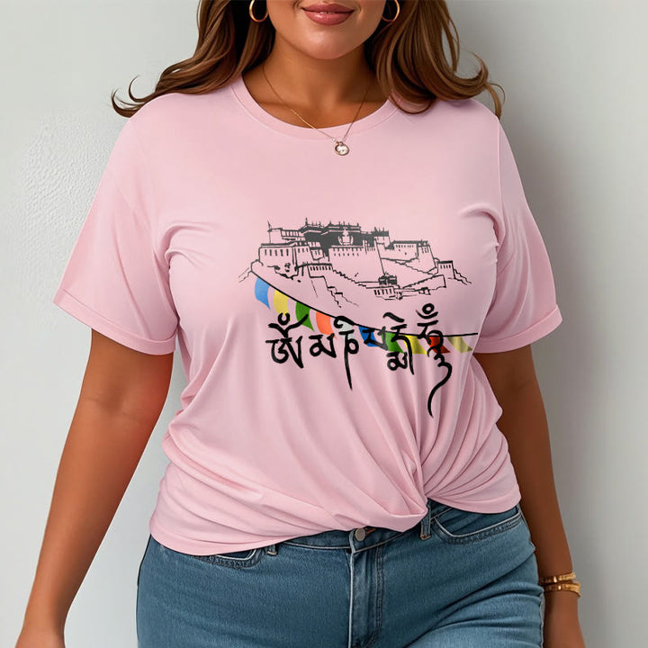 Camiseta de algodón con banderas de oración Om Mani Padme Hum y Buddha Stones en el Palacio de Potala - image 19
