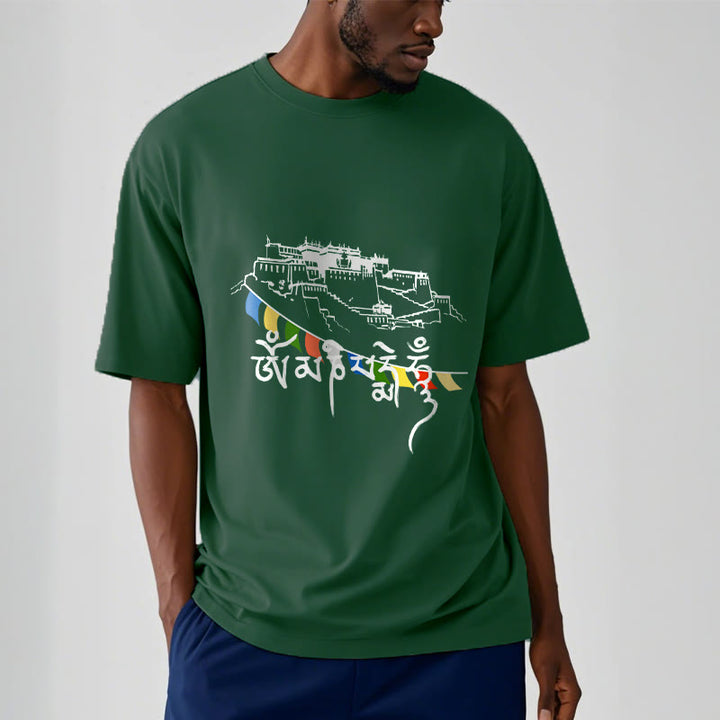 Camiseta de algodón con banderas de oración Om Mani Padme Hum y Buddha Stones en el Palacio de Potala - image 4