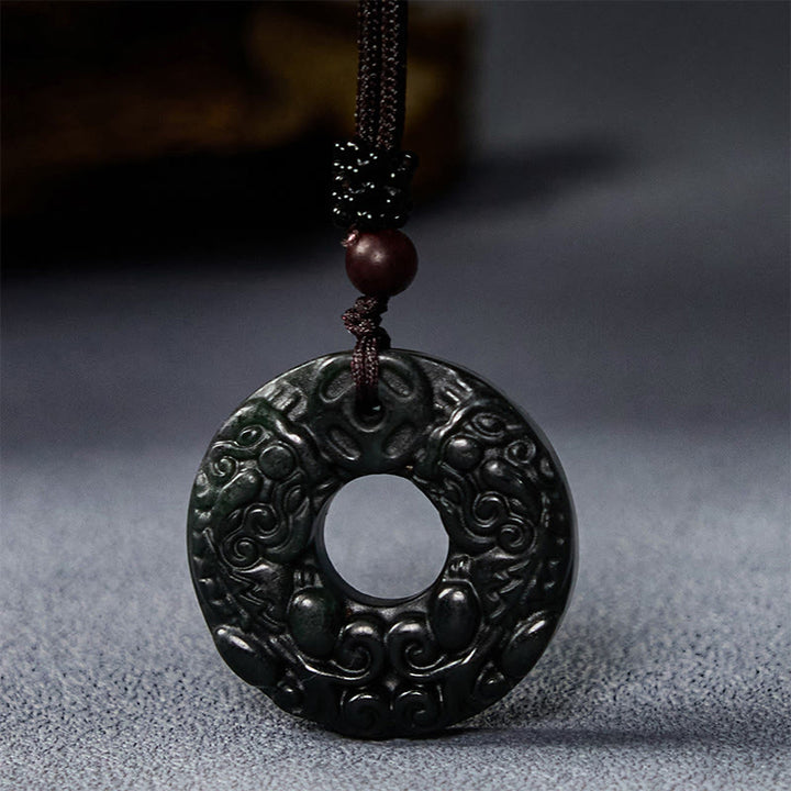 Collar con colgante de protección con hebilla de paz y jade PiXiu tibetano Nanyang con Buddha Stones - image 2