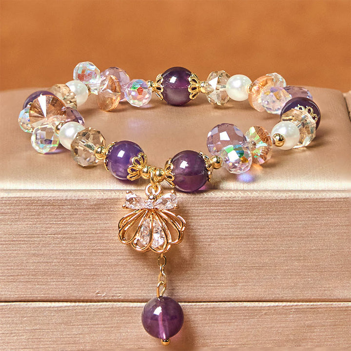 Pulsera de la paz con Buddha Stones, amatista, citrino y perla natural