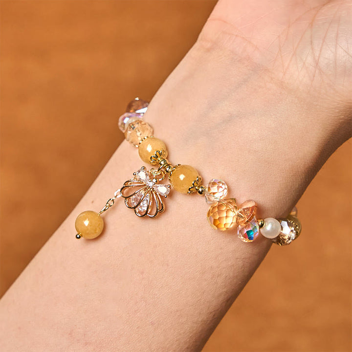 Pulsera de la paz con Buddha Stones, amatista, citrino y perla natural