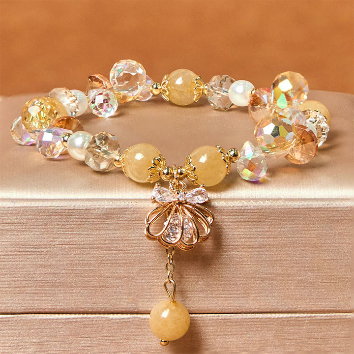 Pulsera de la paz con Buddha Stones, amatista, citrino y perla natural