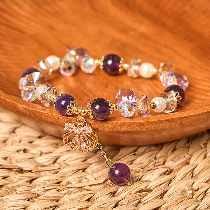 Pulsera de la paz con Buddha Stones, amatista, citrino y perla natural