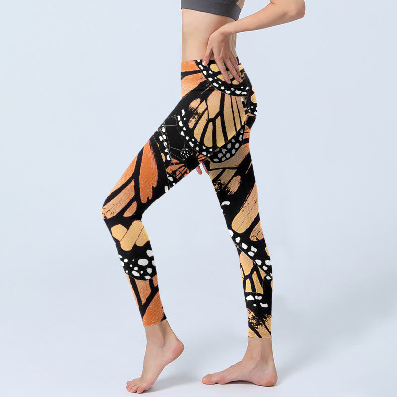 Leggings de yoga para mujer con estampado de mariposas amarillas y Buddha Stones - image 2
