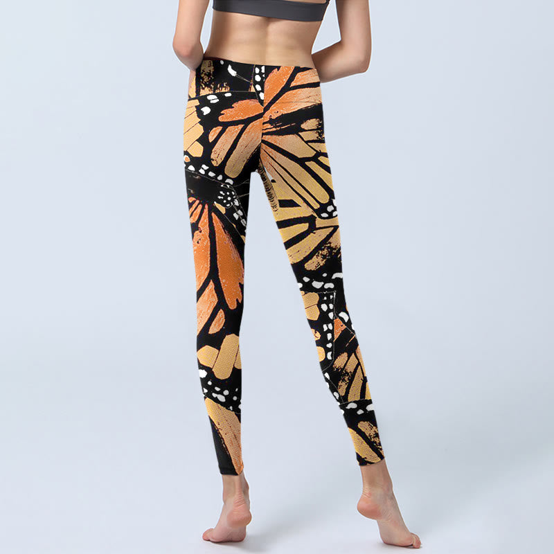 Leggings de yoga para mujer con estampado de mariposas amarillas y Buddha Stones - image 3