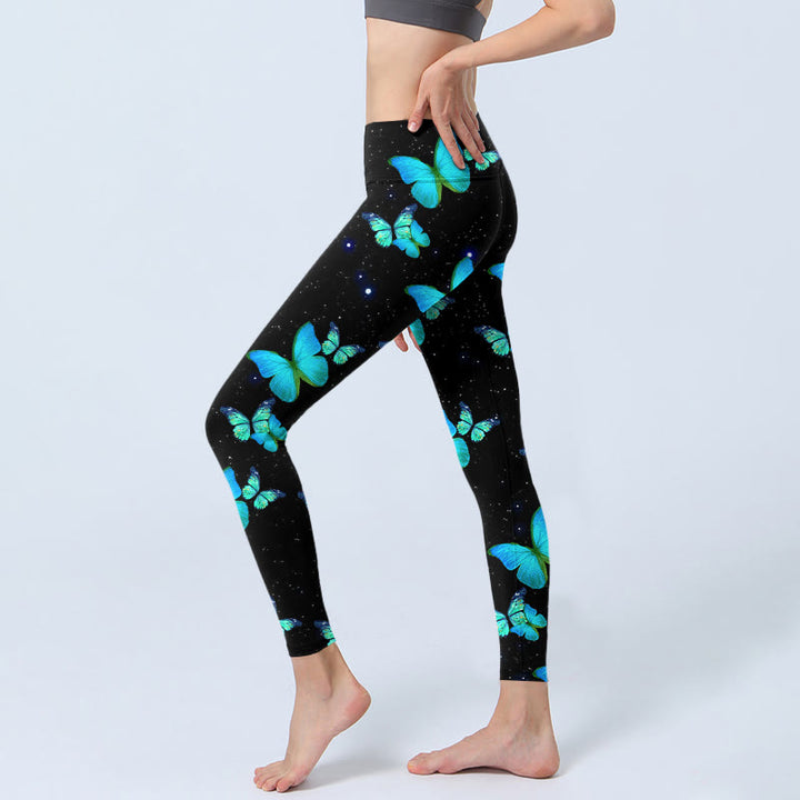 Leggings de yoga para mujer con estampado de mariposas y estrellas de Buddha Stones - image 3