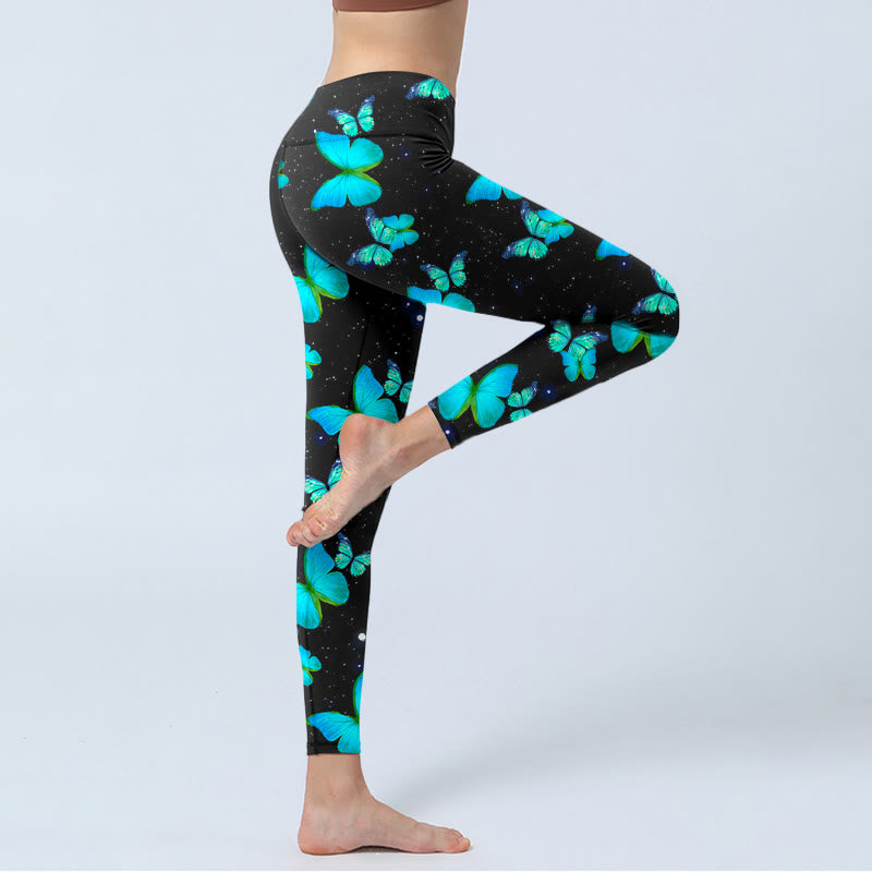 Leggings de yoga para mujer con estampado de mariposas y estrellas de Buddha Stones - image 4