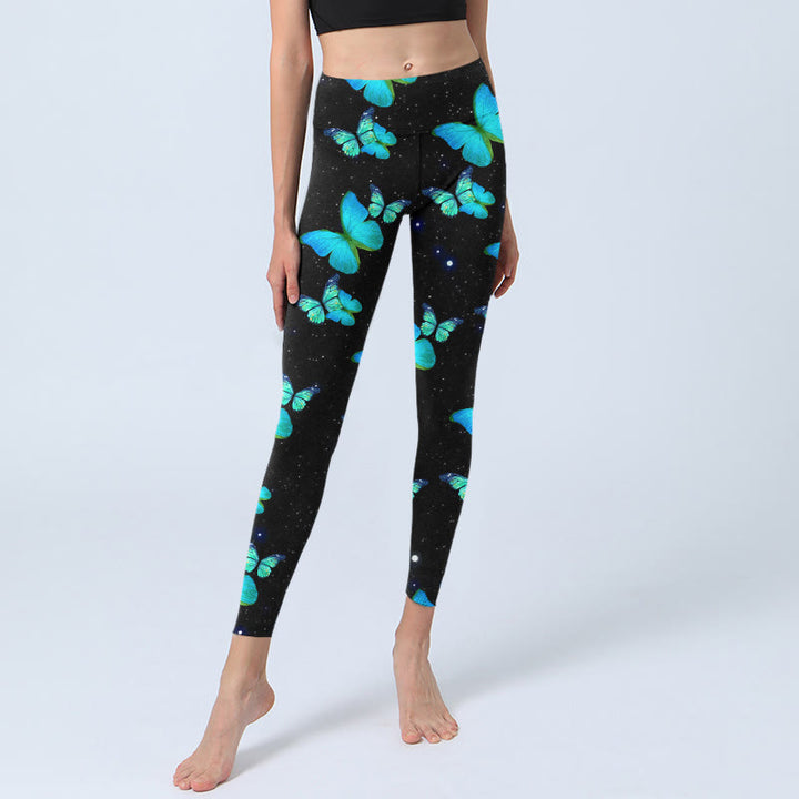 Leggings de yoga para mujer con estampado de mariposas y estrellas de Buddha Stones - image 5