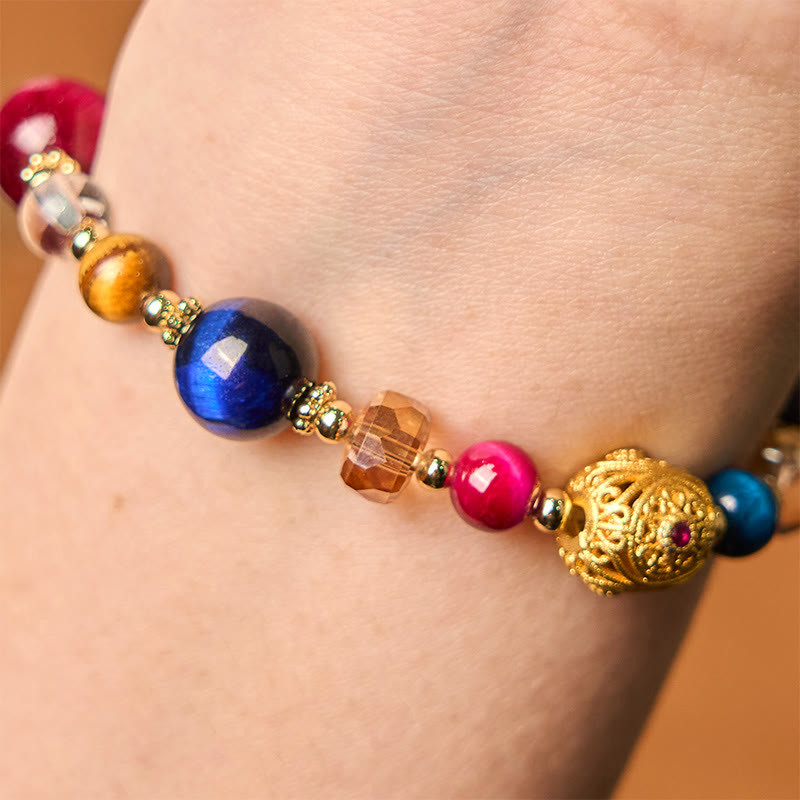 Pulsera de equilibrio de peso con piedra de ojo de tigre de color natural de Buddha Stones
