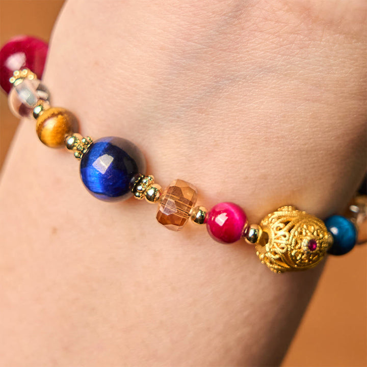Pulsera de equilibrio de peso con piedra de ojo de tigre de color natural de Buddha Stones
