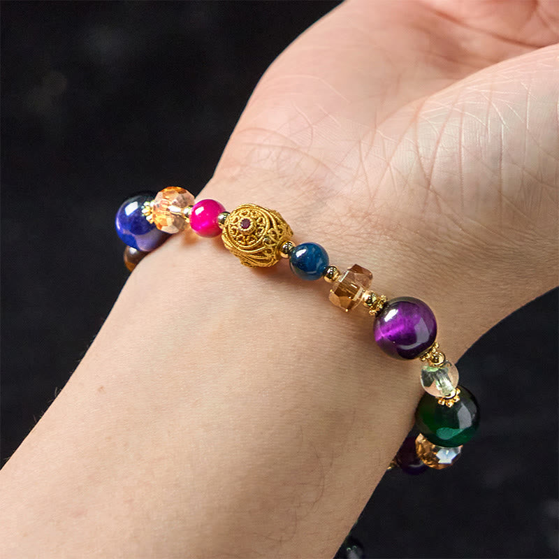 Pulsera de equilibrio de peso con piedra de ojo de tigre de color natural de Buddha Stones