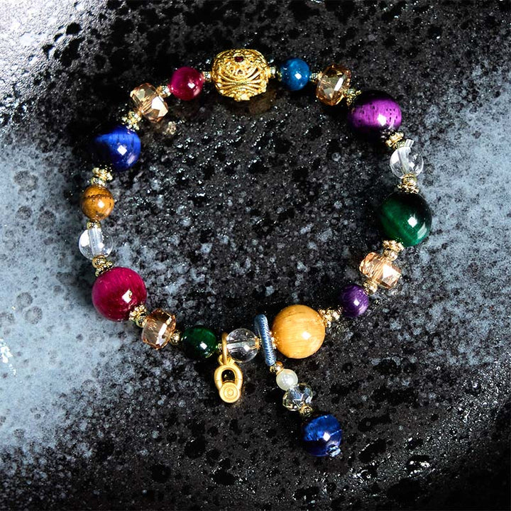 Pulsera de equilibrio de peso con piedra de ojo de tigre de color natural de Buddha Stones