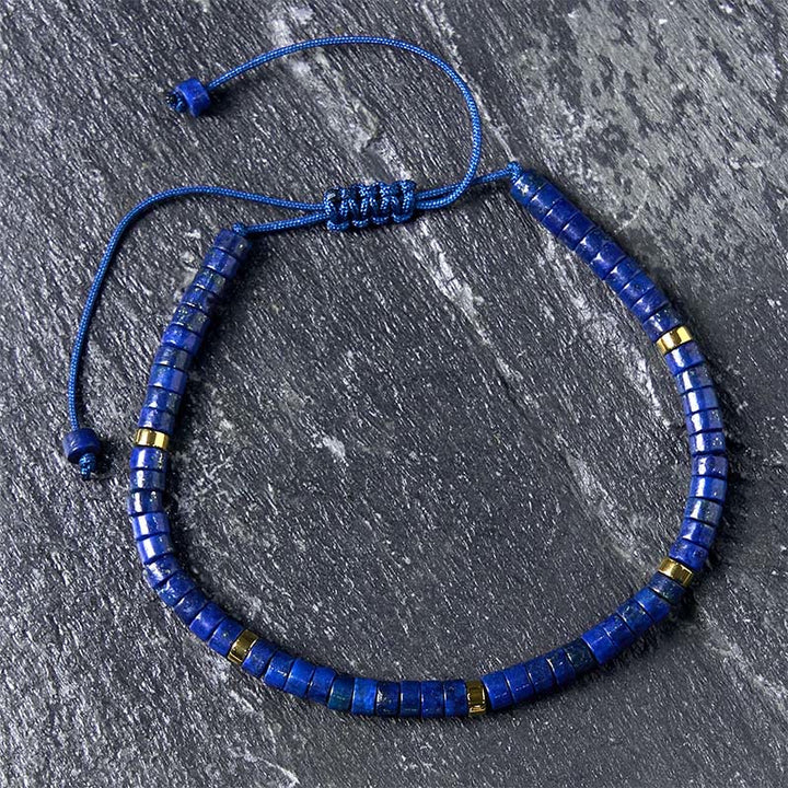 Pulsera de equilibrio positivo con cuentas espaciadoras de lazurita natural de Buddha Stones