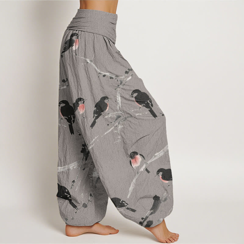 Pantalones harén con cintura elástica para mujer, con estampado de ramas de pájaro y piedras de Buddha Stones - image 7