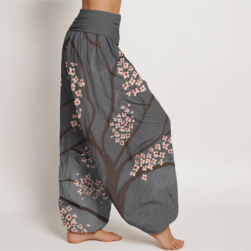 Pantalones harén con cintura elástica para mujer, informales, con estampado de ramas de ciruelo y Buddha Stones - image 9
