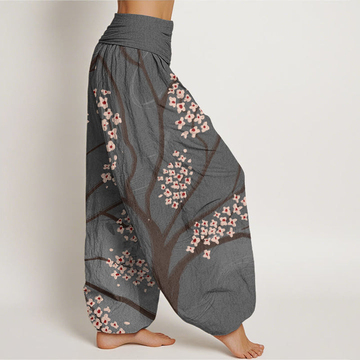 Pantalones harén con cintura elástica para mujer, informales, con estampado de ramas de ciruelo y Buddha Stones - image 9