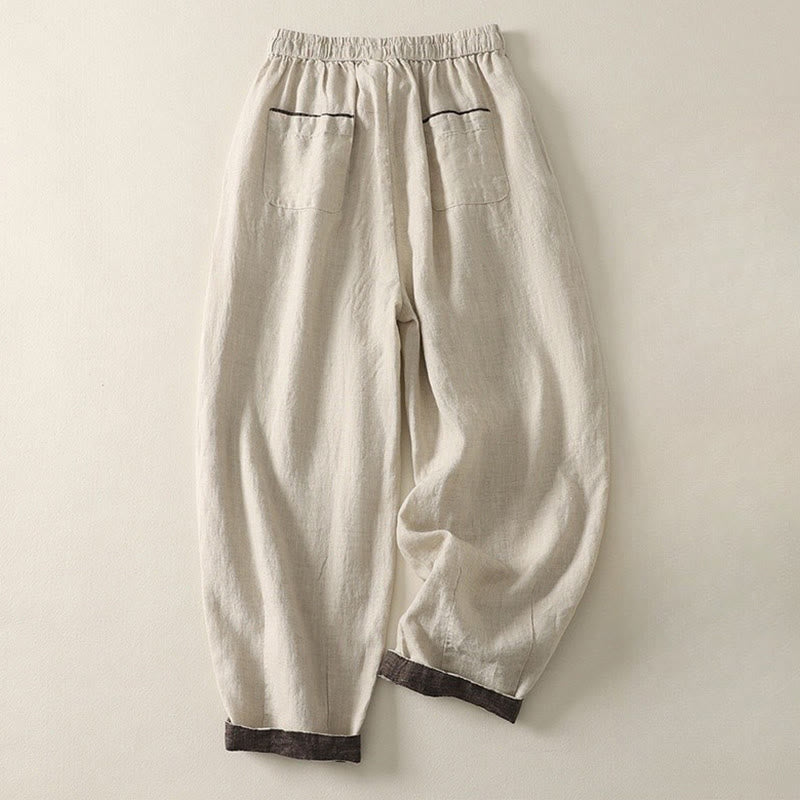 Pantalones harem de mujer con cordón ajustable, color liso, estampado Buddha Stones, estilo casual de verano, para mujer, con bolsillos. - image 1