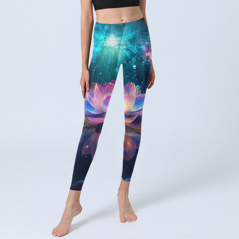 Leggings de yoga para mujer con estampado de burbujas de agua y loto en degradado de Buddha Stones - image 6